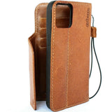 Genuine Tan Leather Wallet Case For Apple iPhone 11 Pro Max Cover Credit Cards Holder Wireless Charging Book Vintage Style Strap DavisCase