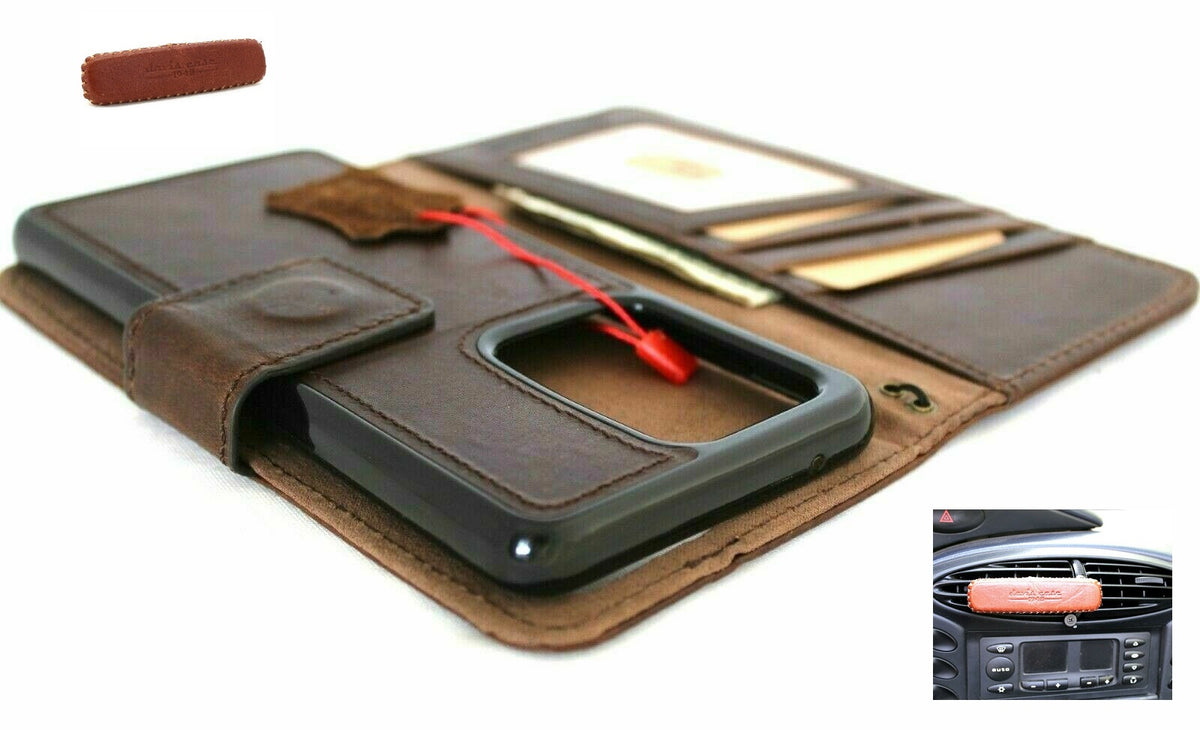Vintage leather Samsung Galaxy Note 20 Ultra 5G case by DAVISCASE with card slots, removable wallet, magnetic closure, and car mount holder