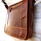 Genuine buffalo Leather Shoulder Bag Messenger Cross handbag vintage man tablet