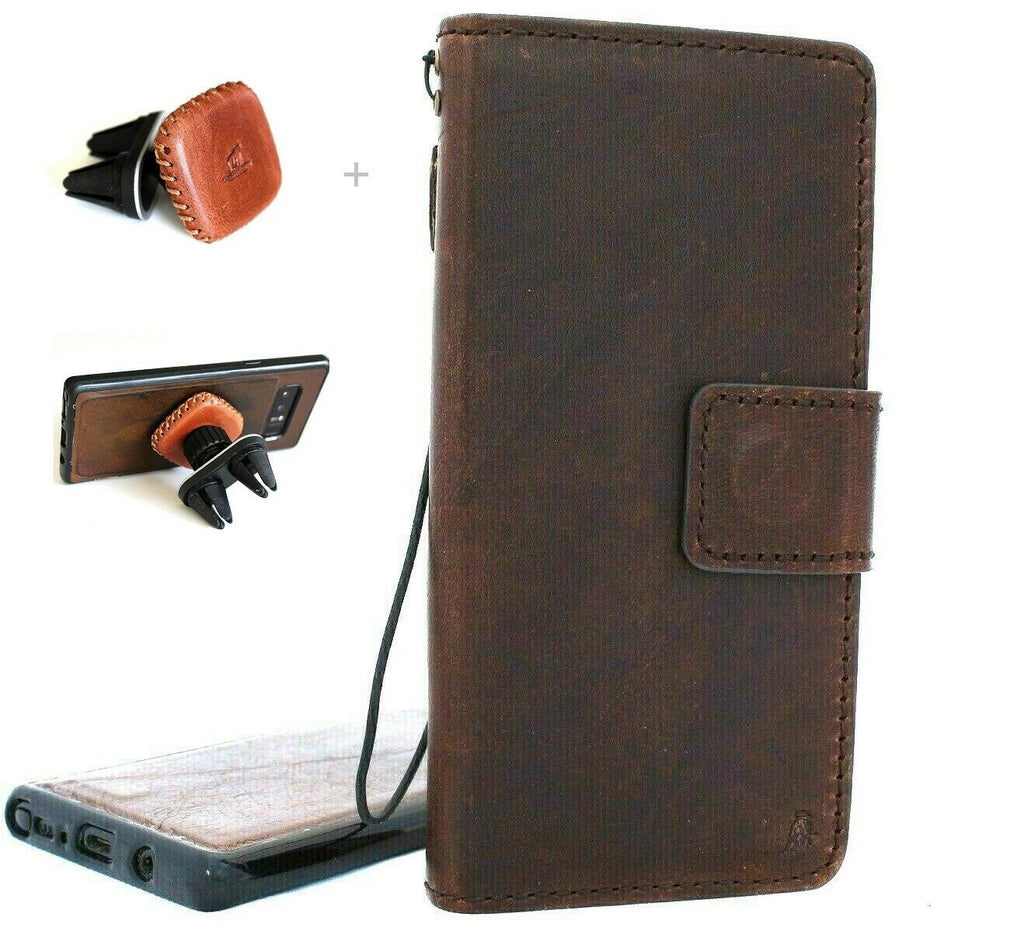 Genuine full soft leather Samsung Galaxy Note 10 wallet case with window, slim stand, magnetic car holder, handmade by DAVISCASE