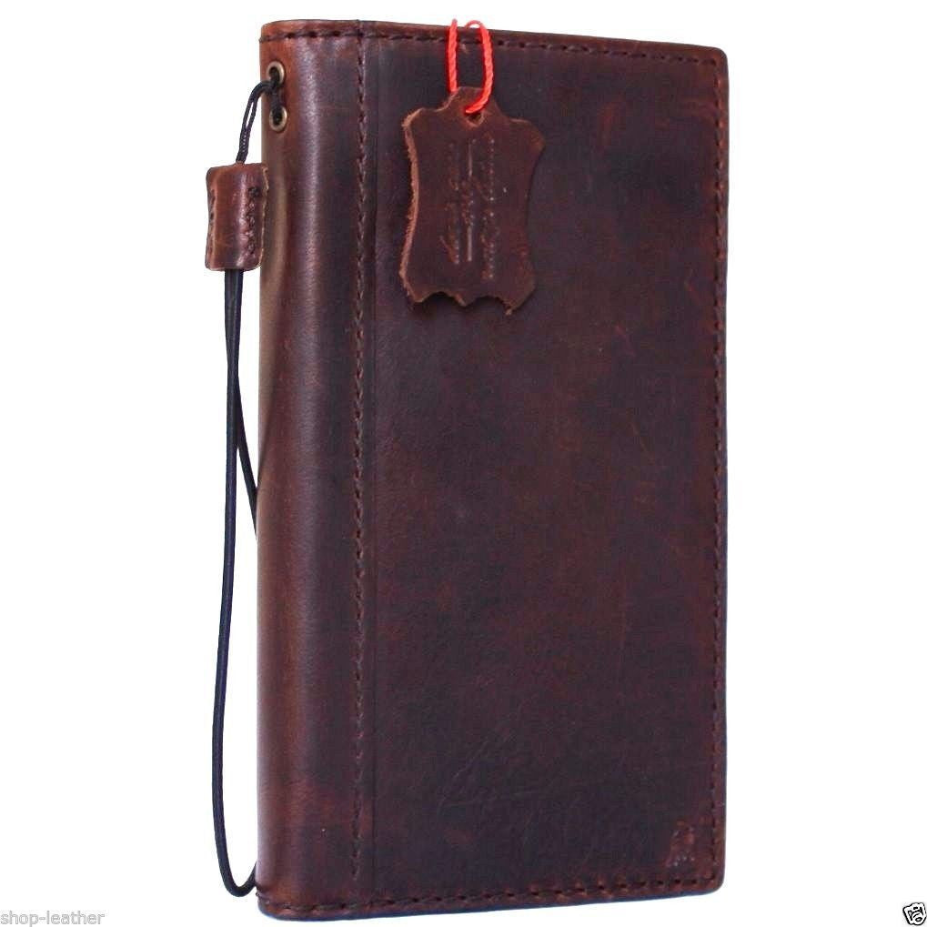 Handmade genuine leather iPhone 6/6s Plus wallet case by DAVISCASE with flip cover, card slots, and slim design.
