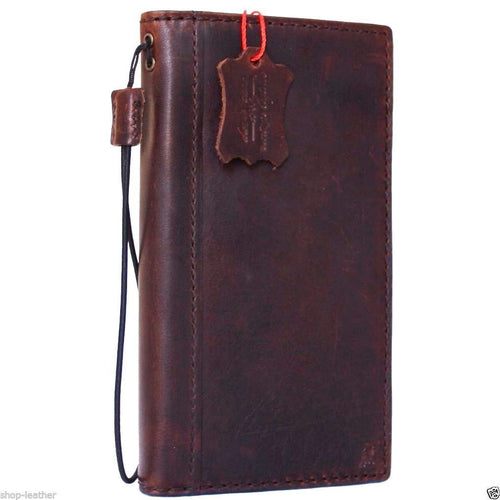 Handmade genuine leather iPhone 6/6s Plus wallet case by DAVISCASE with flip cover, card slots, and slim design.