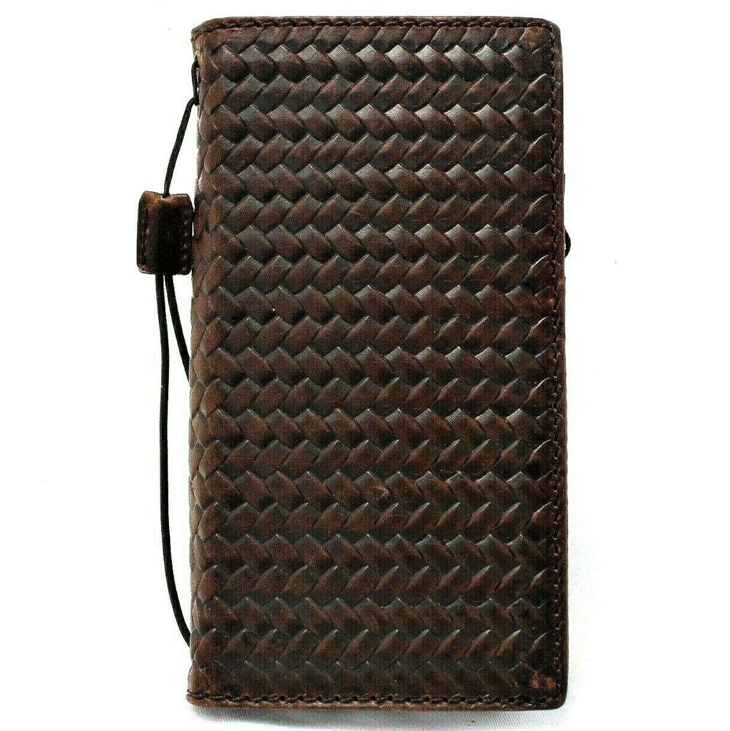 Handmade vintage leather phone case by DAVISCASE for iPhone 11-15, Galaxy S21 Ultra, Note 20, A52, and other models, full grain leather.