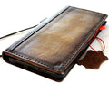 Handmade genuine leather phone case for Samsung Galaxy S22, S21, Note series, and A series by DAVISCASE, vintage art wallet style.