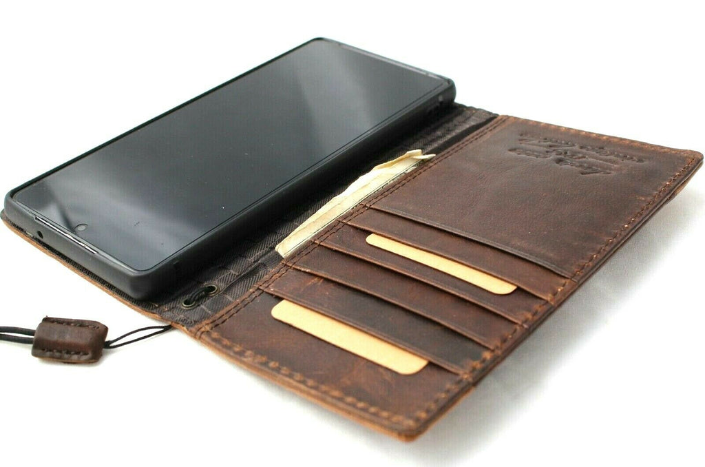Genuine leather Samsung Galaxy Note 20 5G book wallet case with card holder and rubber accents by DAVISCASE.