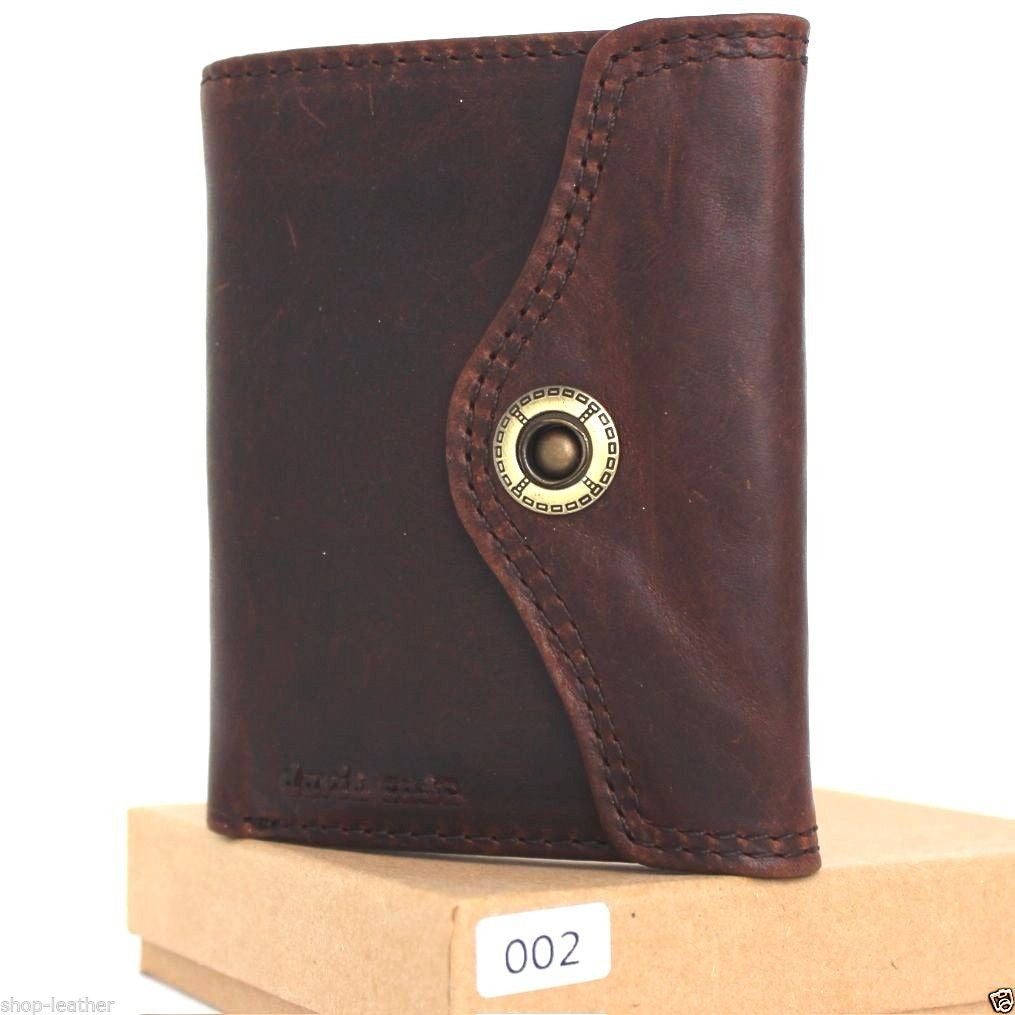 Men's full brown leather wallet with 6 credit card slots, 2 ID windows, and 2 bill compartments.