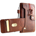 Vintage brown leather iPhone XR case cover by DAVISCASE with wallet-style design, credit card slots, and wireless charging compatibility.