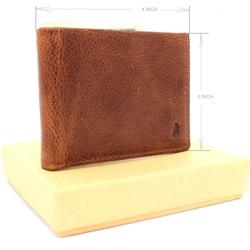 Genuine leather men's wallet by DAVISCASE with personalized initials, slim design, handmade credit card holder, custom gift.
