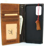 Genuine leather Case for Samsung Galaxy S20 plus book wallet cover Cards Wireless Tan charging holder luxury rubber ID