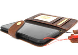 Étui en cuir véritable vintage pour iPhone SE 2 2020 Couverture Livre Portefeuille Cartes Tic Slim Davis Classic Art Chargement sans fil Marron foncé Luxe SE2 Davis