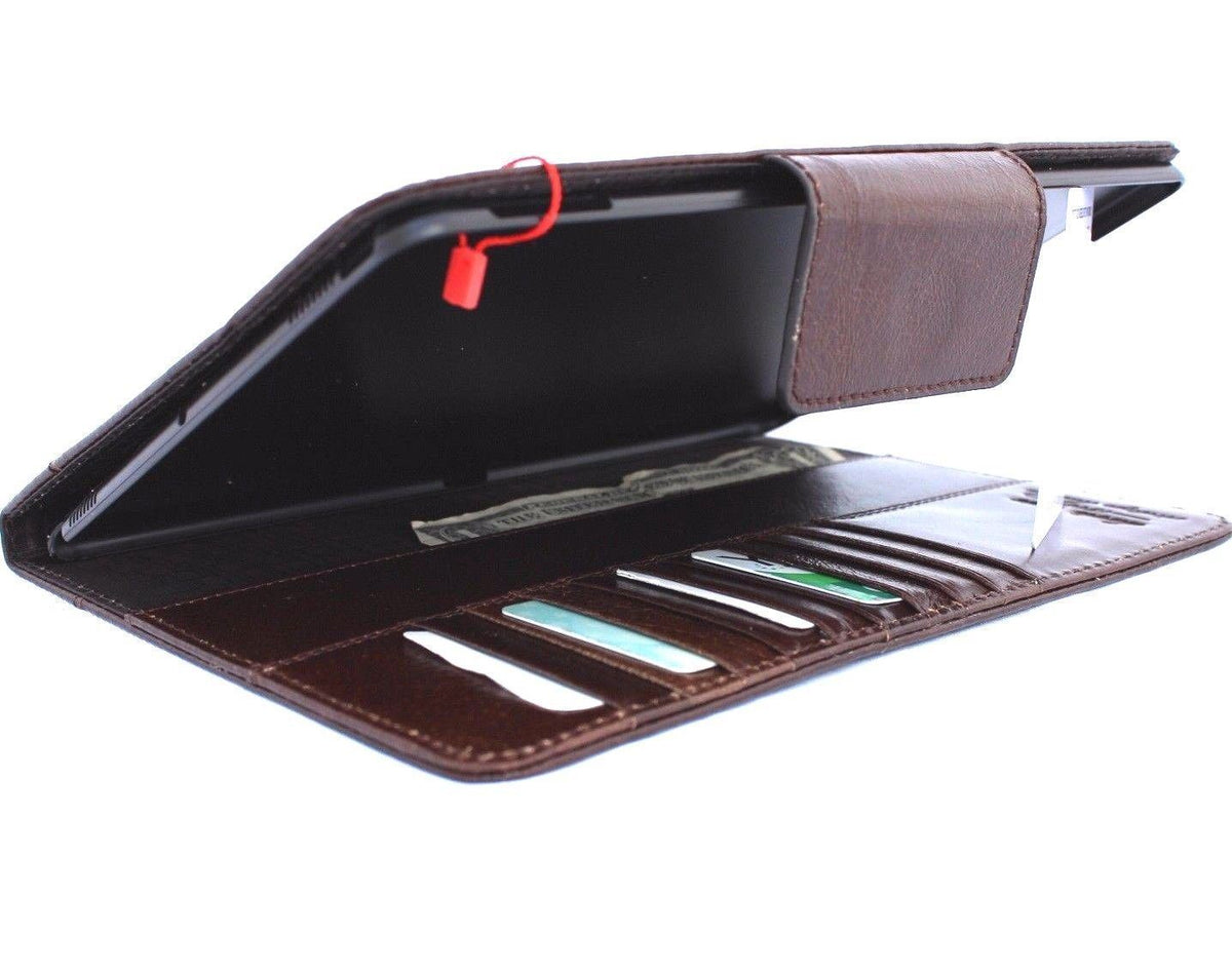 Brown genuine vintage leather iPad Pro 10.5 case by DAVISCASE with stand, card slots, slim design, and handcrafted detail.