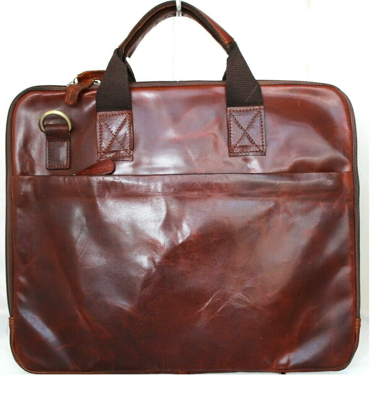 Brown genuine leather men's shoulder bag by DAVISCASE, featuring a classic messenger design for laptops and tablets.