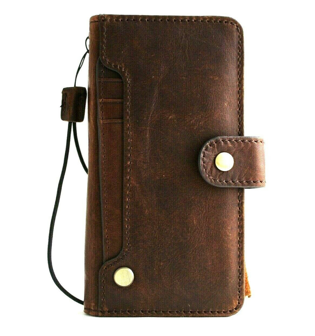 Genuine Italian leather Samsung Galaxy S21 wallet case by DavisCase, handmade rubber holder cover with wireless charging compatibility.