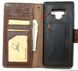 Echte dunkle Vintage-Lederhülle für Samsung Galaxy NOTE 9, Brieftaschen-Hülle, weich, abnehmbar, mehrere Kartenfächer, schmaler Halter, Ausweisfenster, kabelloses Laden, Davis 