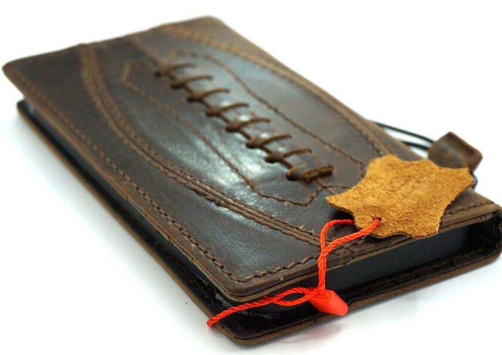 DavisCase vintage leather wallet case for Apple iPhone 11-15 Pro Max, with credit card slots and handcrafted full grain leather.