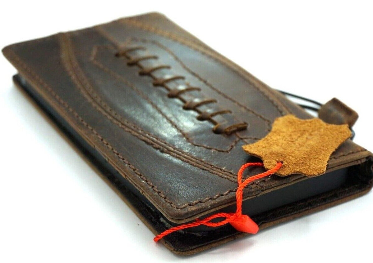 DavisCase vintage leather wallet case for Apple iPhone 11-15 Pro Max, with credit card slots and handcrafted full grain leather.