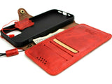 Genuine Soft Red Leather Case For Apple iPhone 12 Book Wallet Vintage Design Credit Cards Slots Slim Cover Full Grain DavisCase
