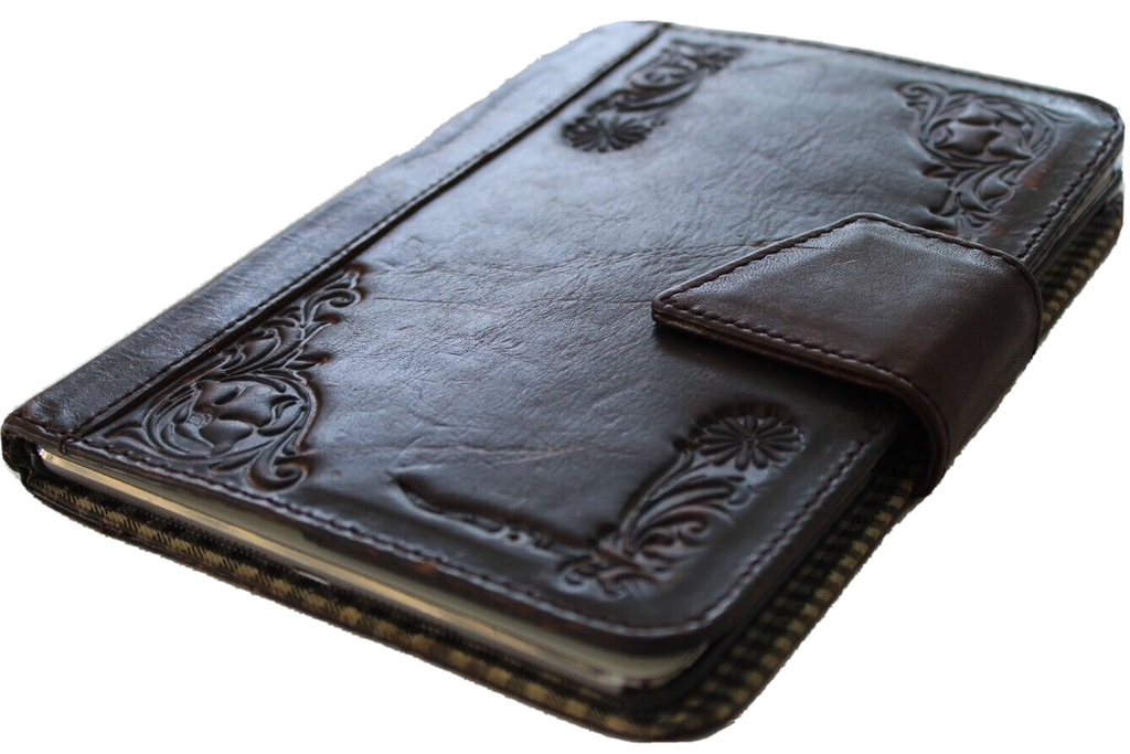 Genuine leather iPad Mini 7/6/5/4/3 case by DAVISCASE with card slots, handcrafted luxury cover for 9.7-inch tablets.