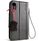 Echtes Leder für Apple iPhone XR Hülle Wallet Credit Soft Holder magnetisch Black Book Prime Retro Slim Jafo