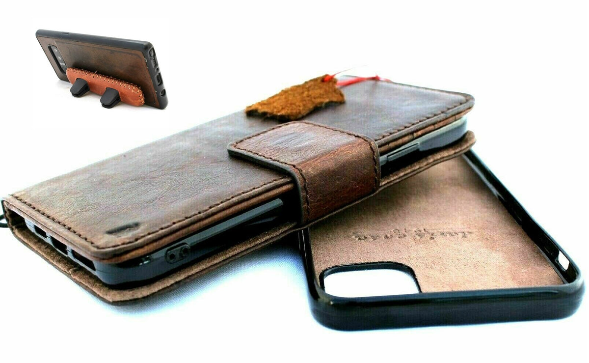 DavisCase genuine leather vintage wallet case for Apple iPhone 11 Pro 5.8-inch with magnetic cover and removable car holder.