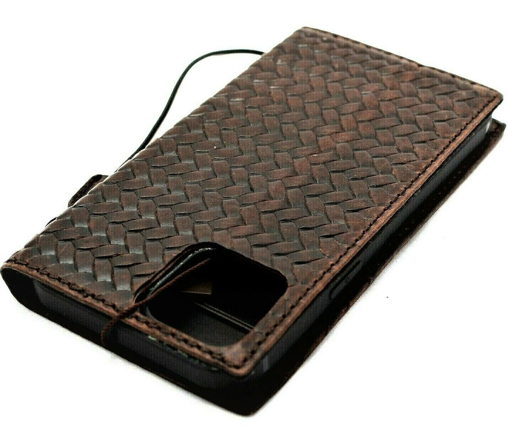DAVISCASE genuine leather phone case for iPhone and Galaxy models, vintage-style handmade wallet cover with full grain leather.