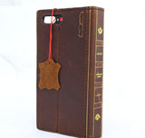 Schutzhülle aus echtem dunklem Leder für iPhone 7 Plus, Bibel-Design, Brieftasche, Kreditkartenetui, Buch, luxuriös, Vintage-Stil, dünn, 1948 DavisCase