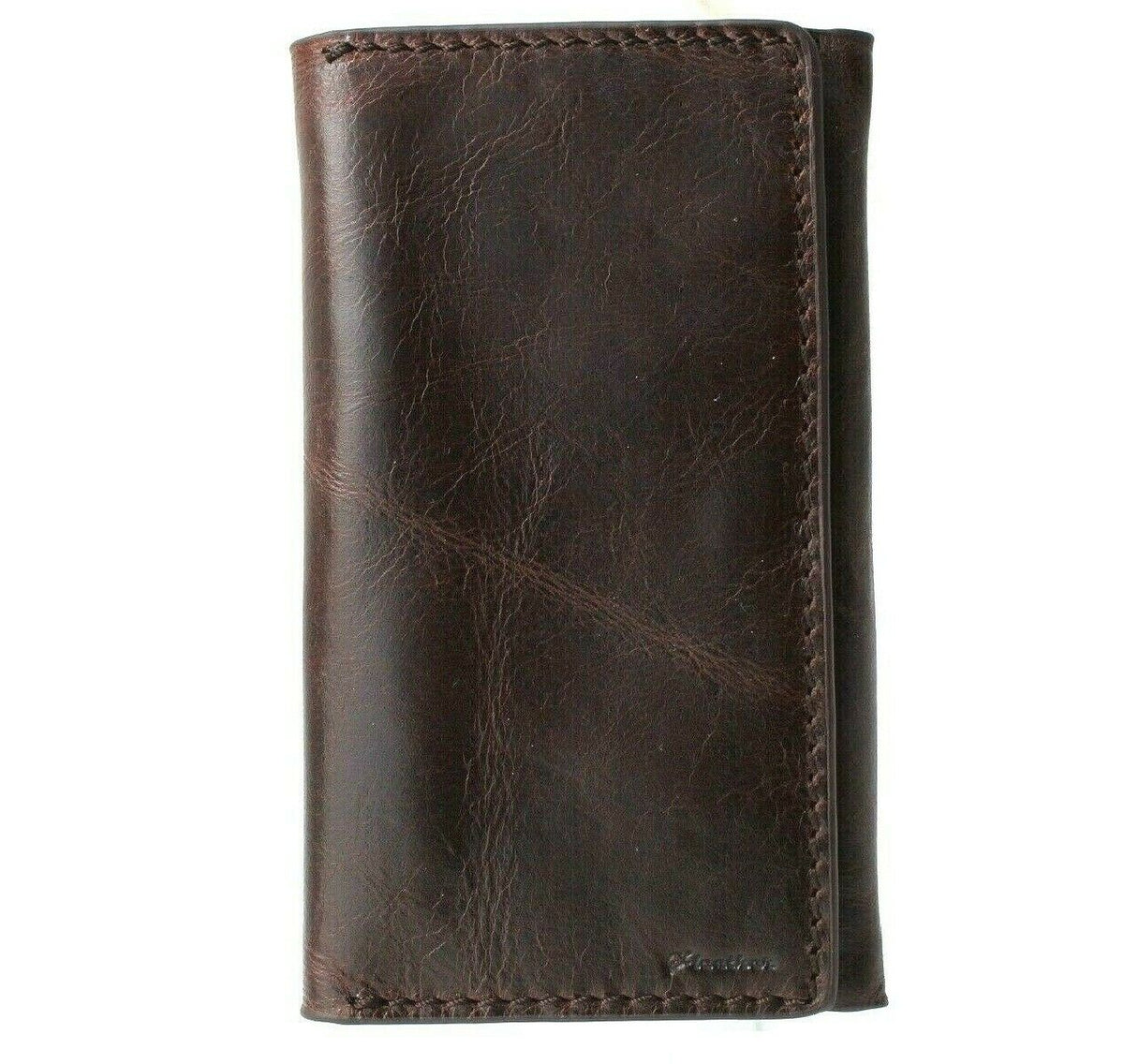 DavisCase genuine leather phone wallet case for iPhone 12-14, vintage style with ID window, credit card slots, and removable cover.