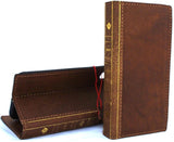 Echtlederhülle für iPhone XS, Buch, Bibel, Brieftaschenverschluss, Kartenfächer, schmaler Halter, Vintage-Braunbraun von Daviscase