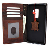 Echte Vintage-Lederhülle für Samsung Galaxy S9 Plus, Buch-Brieftaschen-Abdeckung, Kartensteckplätze, Daviscase, bereit, kabelloses Laden, individuelle Stempelprägung
