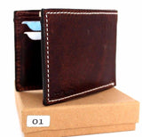 Men's natural Leather wallet 4 Credit Card Slots 1 Bill Compartment Bifold Slim brown daviscase