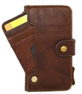 Genuine dark leather iPhone 12 Mini case by DAVISCASE with wallet design, credit card slots, soft closure, full grain vintage leather.