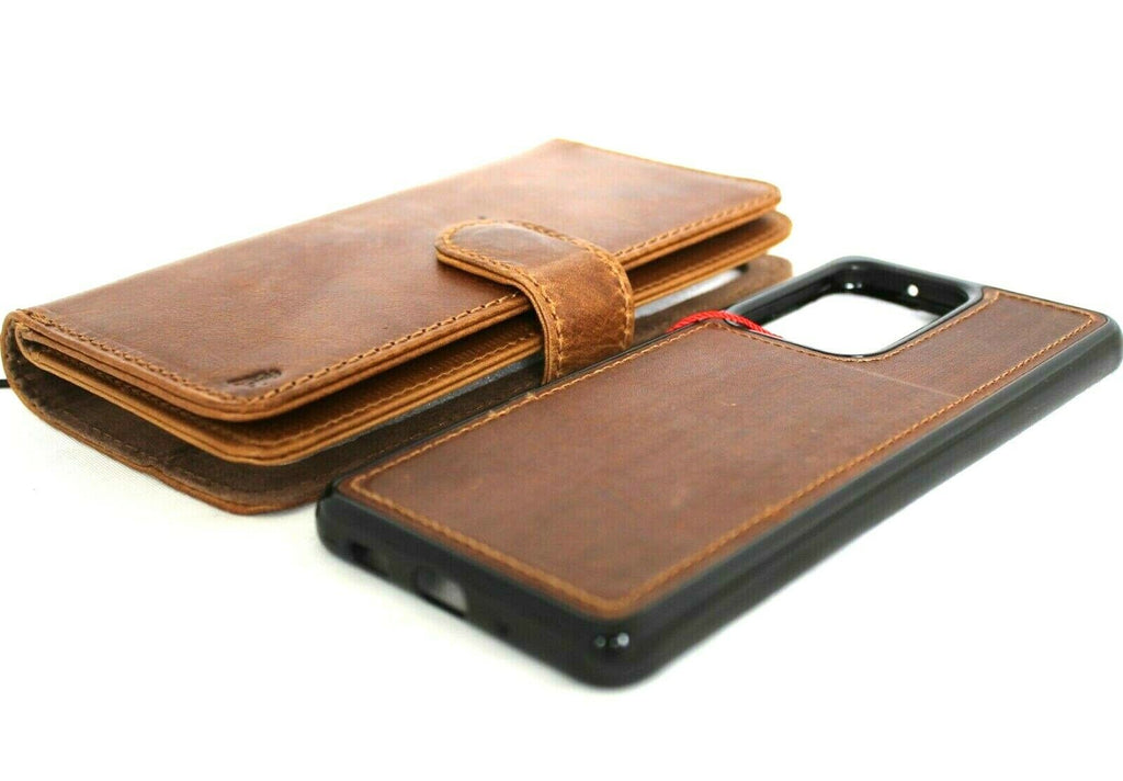 DavisCase genuine leather Samsung Galaxy S20 Ultra wallet case with card slots, magnetic cover, and window design.