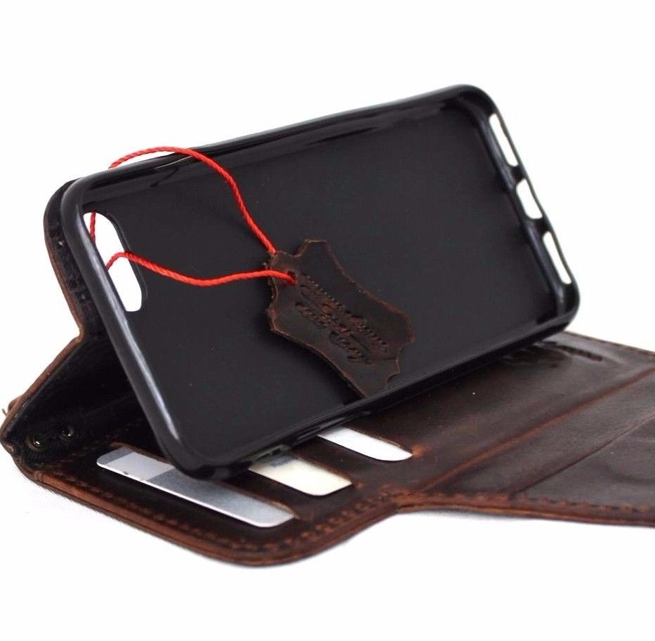 DavisCase genuine leather iPhone SE 2 2020 wallet case with magnetic closure, slim design, card slots, and wireless charging compatibility