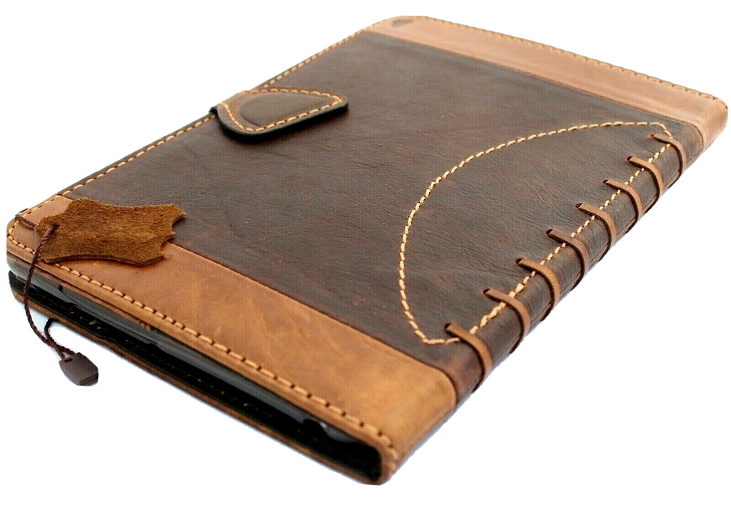 Brown genuine leather iPad 9.7 case by DAVISCASE with card slots, magnetic closure, slim design for Apple models A1673 to A1954.