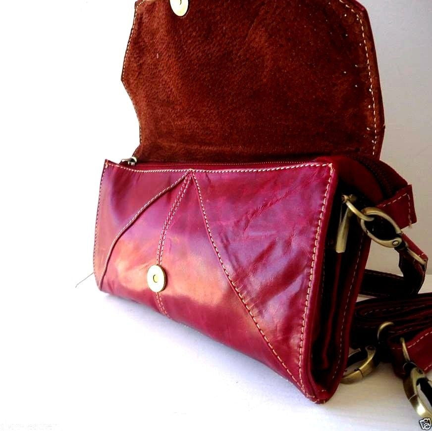 Genuine pink leather women's purse and tote bag with wallet, clutch, and coin compartments by DAVISCASE.