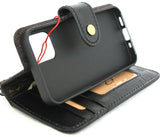 Genuine Full Leather Case For Apple iPhone 12 Mini Book Wallet Vintage Design Credit Card Slots Soft Closure Cover Full Grain Black DavisCase