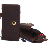 Genuine vintage leather case fo samsung galaxy note 9 book wallet closure cover cards slots brown slim strap daviscase 48