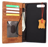 Genuine leather case for iPhone 8 Plus book wallet cover credit holder slots luxury vintage bright brown slim davicase