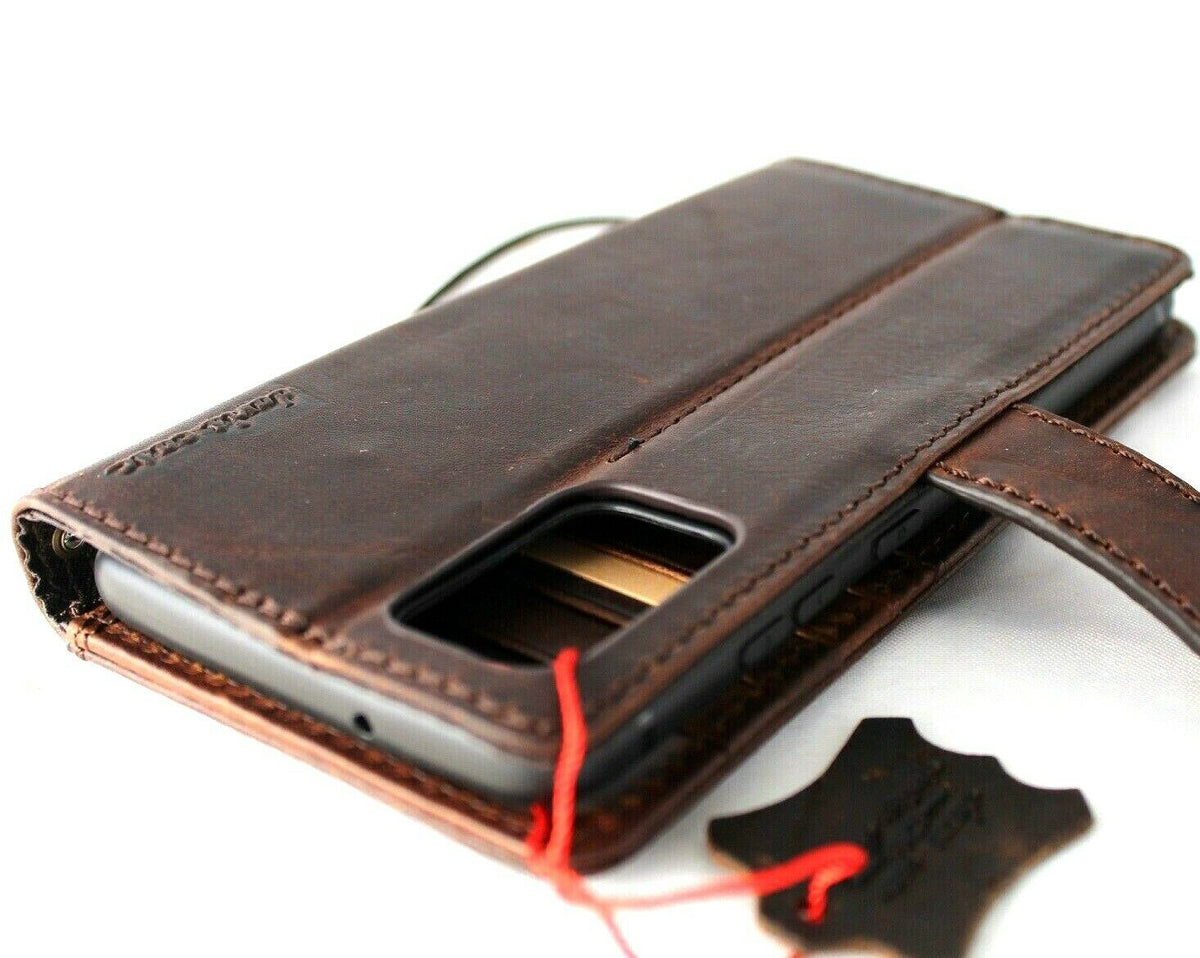 Genuine vintage leather Samsung Galaxy S20 Plus soft wallet case with card holder and rubber ID DavisCase in classic style