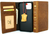 Genuine Full Tan Leather Case For Apple iPhone 12 Book Bible Design Wallet Vintage Credit Cards Slots Soft Cover Full Grain DavisCase
