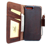 Genuine Leather Case for iPhone 7 Plus book wallet cover Cards slots Slim vintage Removable detachable soft holder Daviscase