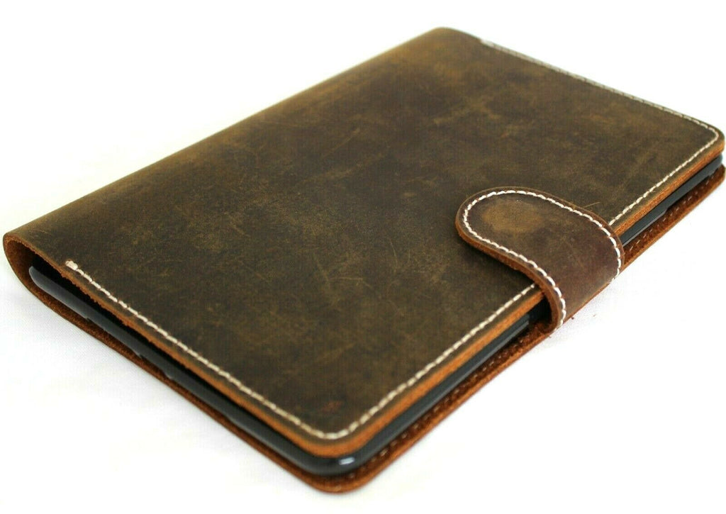 Genuine soft leather iPad Mini 5 case by DAVISCASE with card slots, vintage design, handmade craftsmanship, and pen holder.