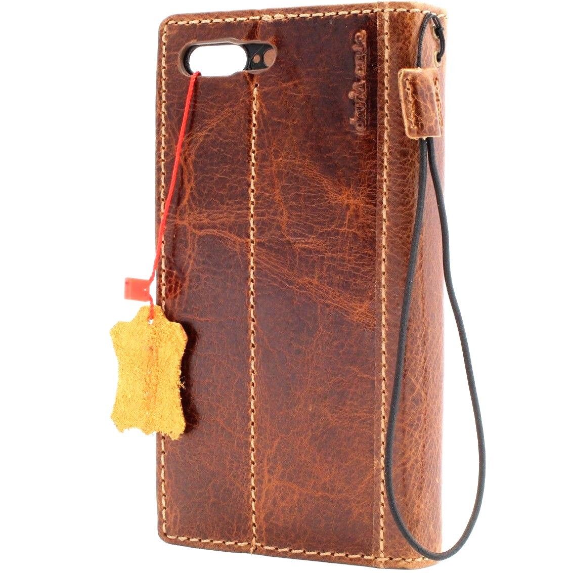 Handmade genuine leather iPhone 8 Plus wallet case with card slots, vintage slim design and luxury craftsmanship.