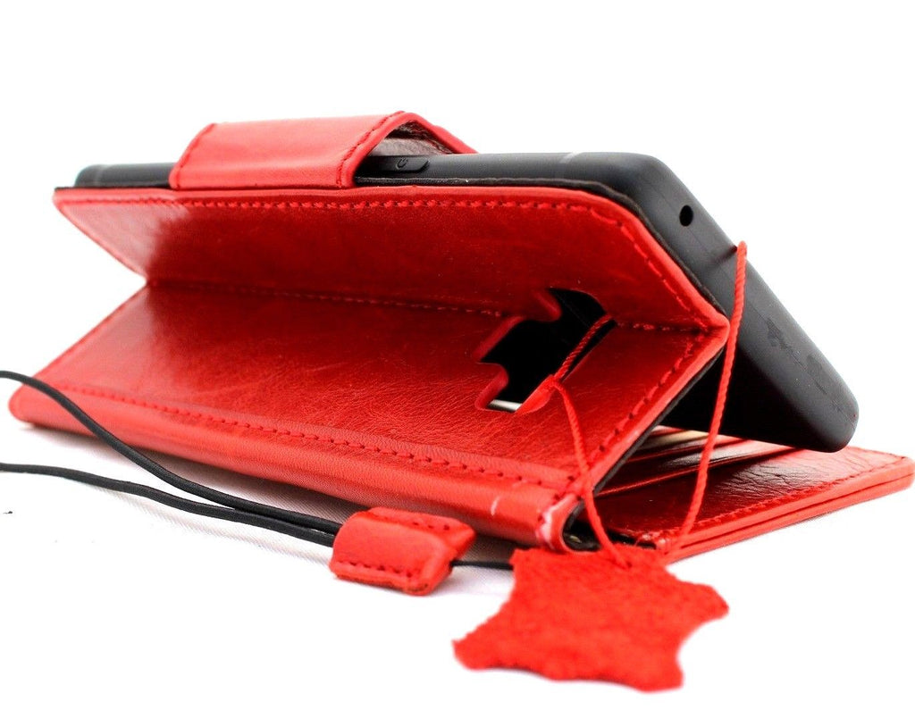 Vintage red wine leather case for Samsung Galaxy Note 9 with card slots, magnetic closure, slim handmade DAVISCASE phone wallet