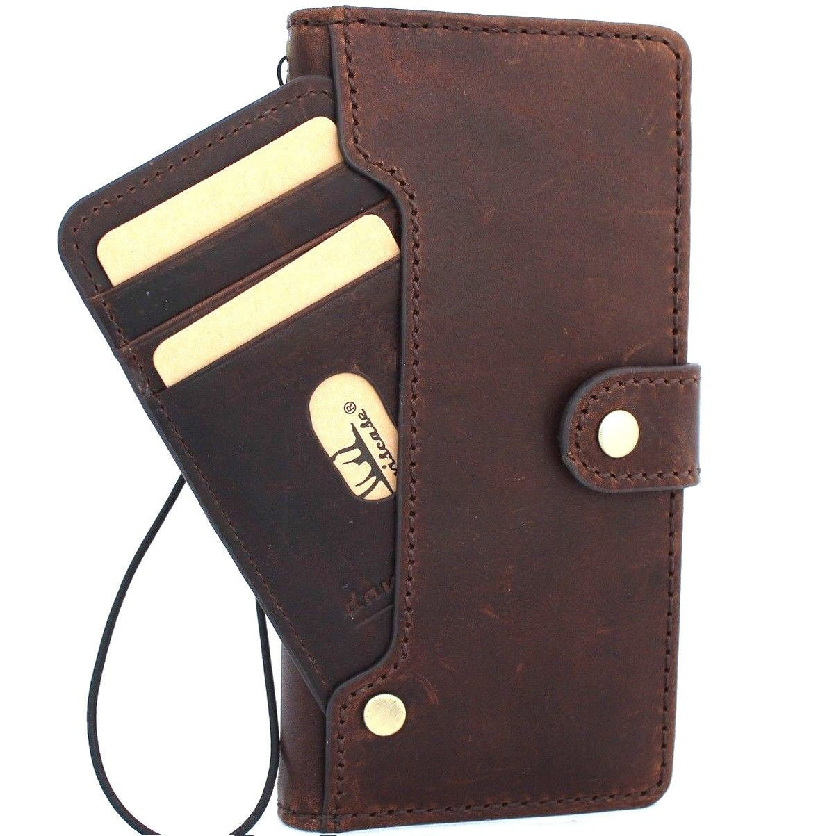 Vintage leather Samsung Galaxy Note 9 case by DAVISCASE with card slots, wallet closure, rubber cover, and wireless charging compatibility.