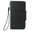 Black genuine leather book wallet case for Apple iPhone 12 with credit card slots, magnetic closure, vintage design by DAVISCASE.