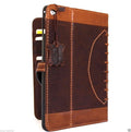 Genuine brown leather iPad Mini 4 case with slim, luxury football design, offering stylish protection for your device.
