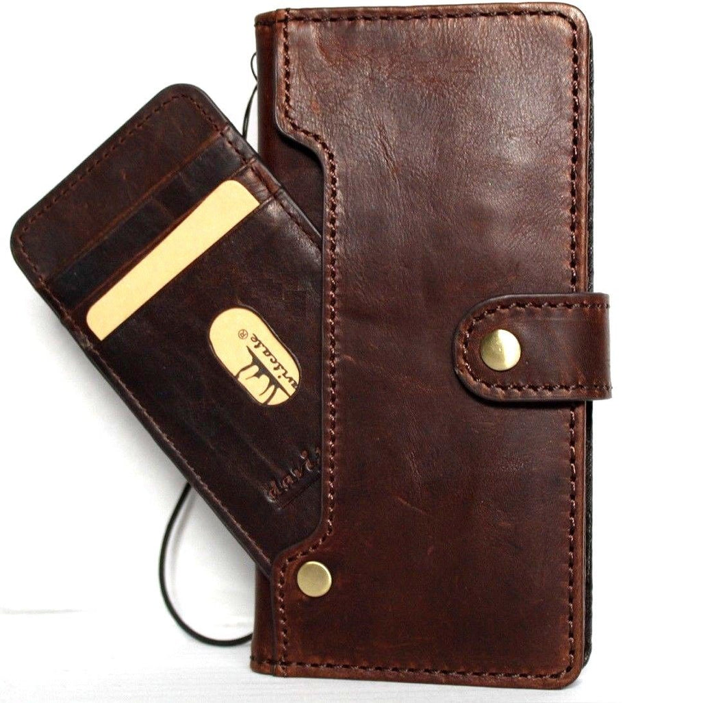 Vintage leather Samsung Galaxy Note 9 wallet case with card slots, handmade design, and secure closure by DavisCase.