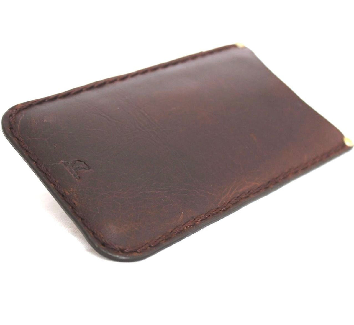 Brown genuine leather Samsung Galaxy S8 thin case with classic holder design, handmade leather phone cover with slim profile.