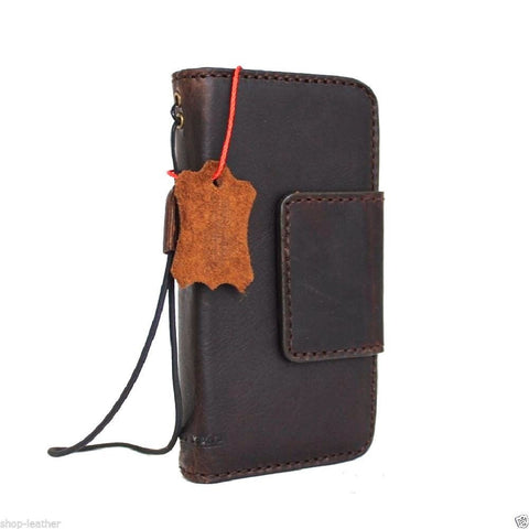 Étui en cuir véritable pour iphone SE 5s 5c, couverture de portefeuille de livre, support magnétique fait à la main